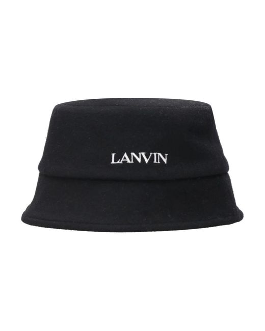 Lanvin Accessoires ,Zwart ,Wol Geborduurde Logo Pet in het Black
