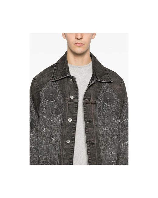 Who Decides War Gray Denim Jackets for men