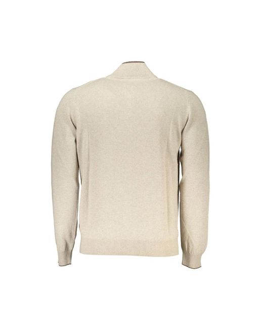 Harmont & Blaine Trui Met Halve Rits En Borduurdetails in het Natural voor heren