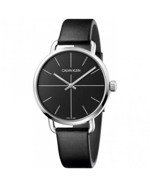 Calvin Klein Accessoires ,Zwart ,Quartz Horloge Met Zwarte Wijzerplaat En Leren Band in het Black