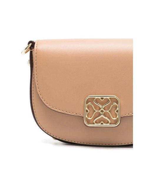 Strathberry Pink Karamellbraune umhängetasche mit umschlag