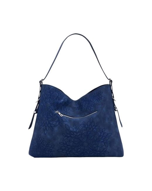 Desigual Blauwe Rits Handtas Met Meerdere Zakken in het Blue