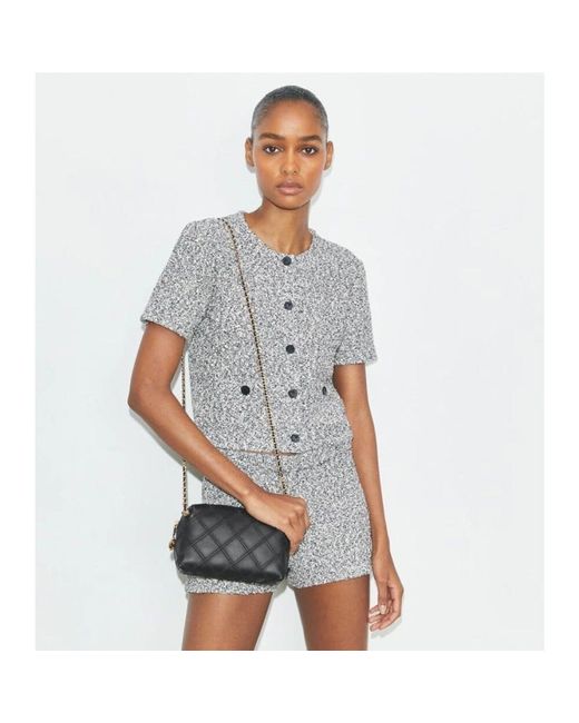 Tory Burch Black Schwarze Kleine Crossbody-Tasche Mit Diamantsteppung