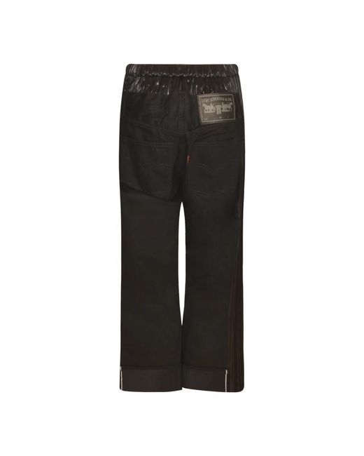 Junya Watanabe Broeken ,Zwart ,Denim Pleated-Panel Pants in het Black