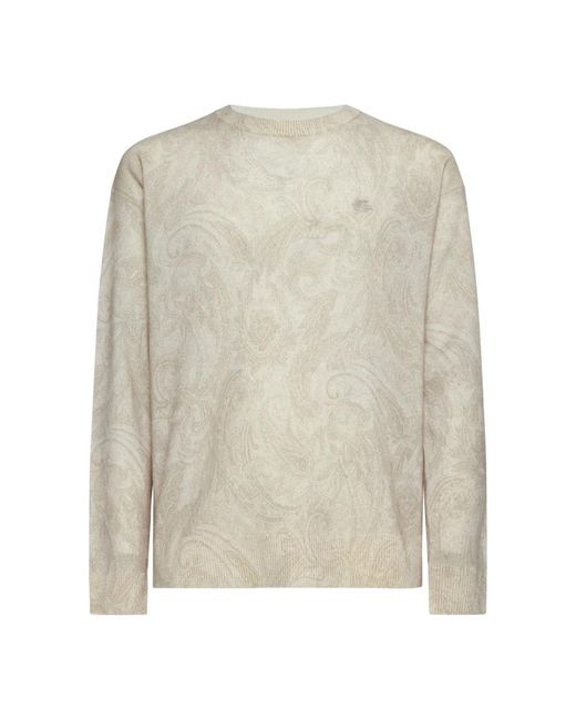 Etro White Round-Neck Knitwear for men