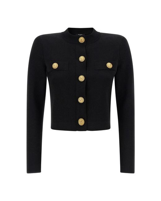Balmain Truien & Vesten ,Zwart ,Viscose Knit Cardigan in het Blue