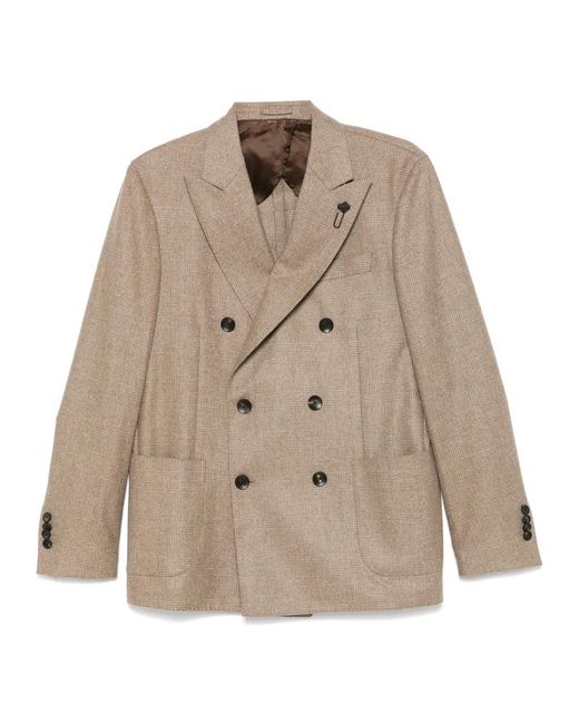 Blazer in lana/cachemire a doppio petto di Lardini in Natural da Uomo