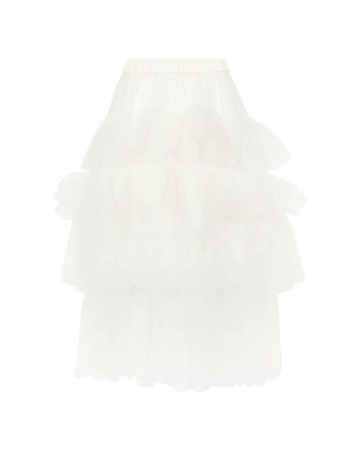 Simone Rocha Ruffled Tulle Midi Rok in het White