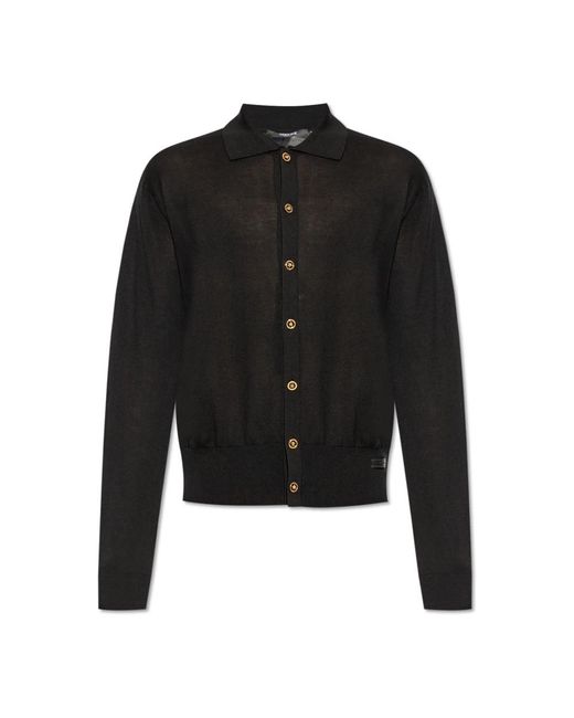Versace Truien & Vesten ,Zwart ,Katoen Vest Met Kraag in het Black voor heren