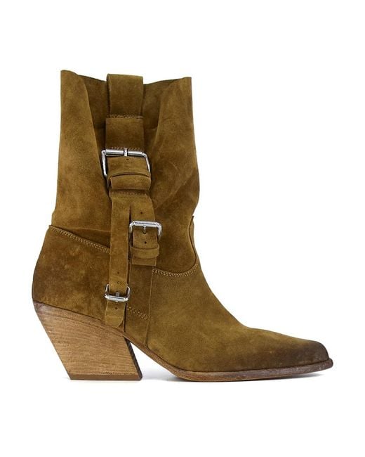 Elena Iachi Green Cowboy & Biker Boots
