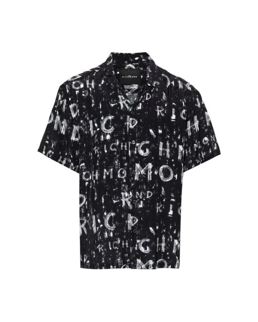 John Richmond Shirts mit logo-print und gespreiztem kragen in Black für Herren