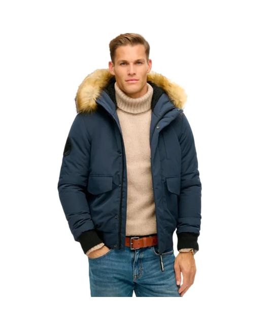 Superdry Jassen ,Blauw ,Polyester Everest Donsjas in het Blue voor heren