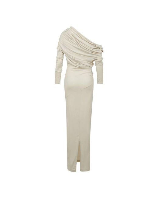 Entire studios White Langes Drapiertes Kleid Mit Bound-Drapierung
