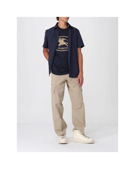 Short Sleeve Shirts di Burberry in Blue da Uomo