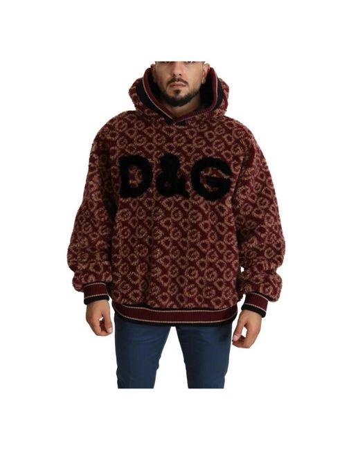 Dolce & Gabbana Oversize woll kapuzenpullover sweater in Red für Herren