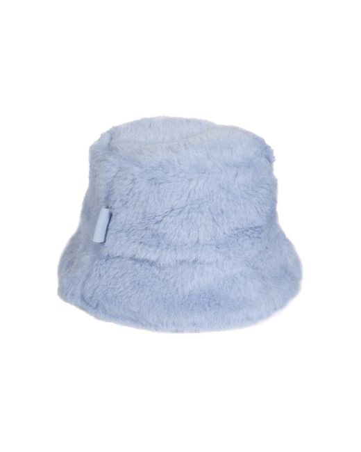 Max Mara Alpaca Wol Bucket Hat Met Logo in het Blue