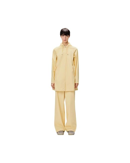 Rains Jassen ,Polyester A-Lijn Trapezium Jas Met Capuchon in het Natural