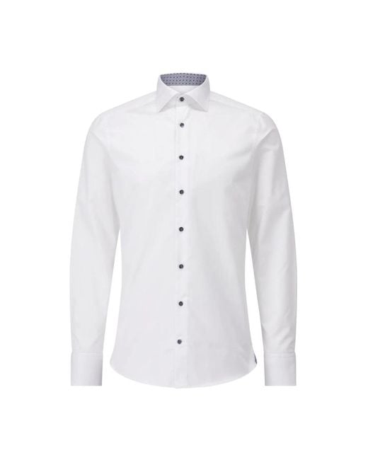 Stenstroms Moderne Slim-Fit Twill Overhemd in het White voor heren