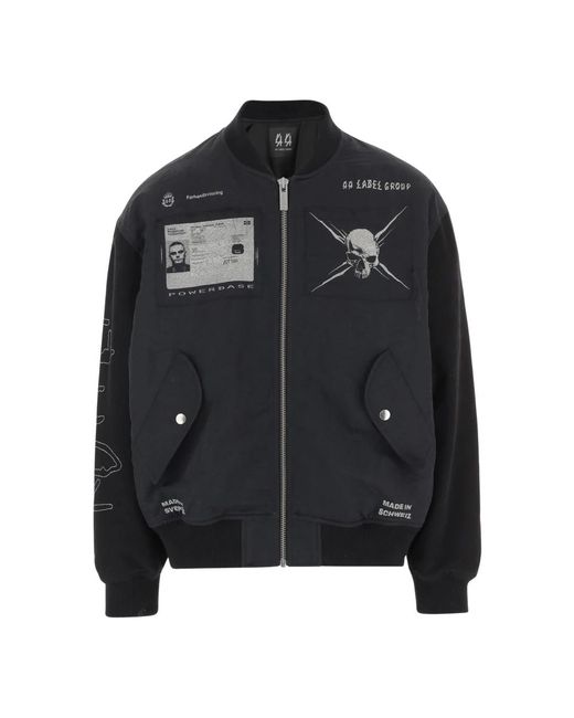 44 Label Group Jassen ,Zwart ,Nylon Nylon Bomberjack Grafische Print Zwart in het Black voor heren
