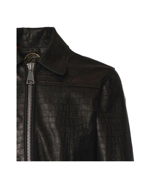 Giuliano Galiano Black Leather Jackets for men