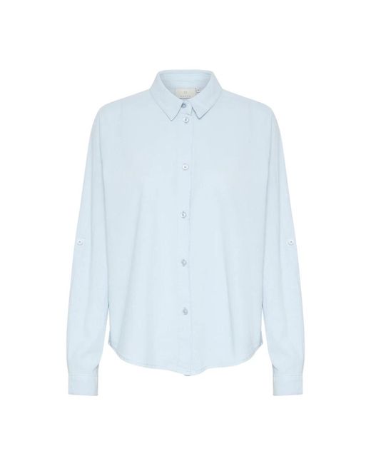 Kaffe Overhemden ,Blauw ,Katoen Eenvoudige Windsurfer Shirt Blouse in het Blue