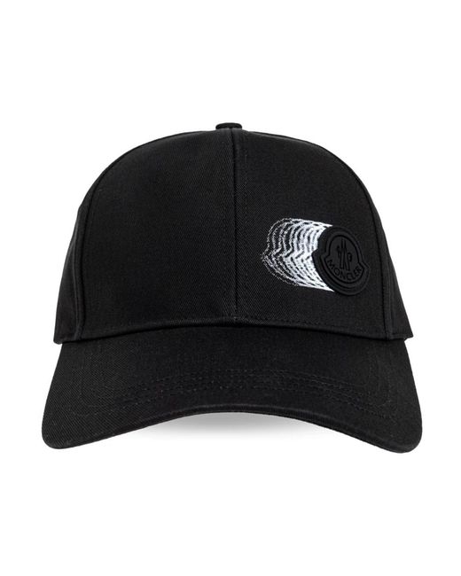 Moncler Accessoires ,Zwart ,Katoen Faded Logo Motif Gabardine Baseball Cap in het Black voor heren
