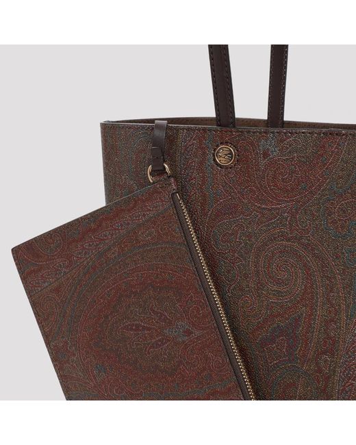 Etro Brown Cotton Polyester Leather Tote