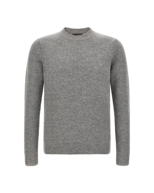 Zanone Gray Round-Neck Knitwear for men