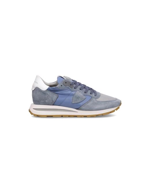 Philippe Model Schoenen ,Blauw ,Katoen Leren Tropez Sneakers Met Katoenen Veters in het Blue voor heren