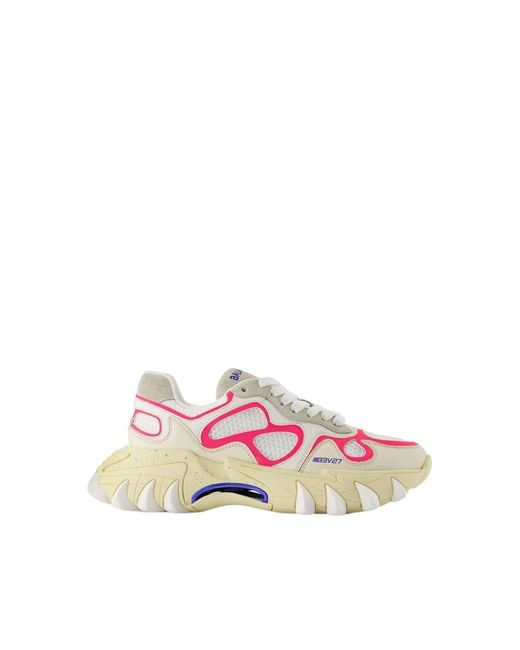 Balmain B-East Sneakers - - White/Bright Pink - Leather
