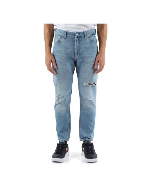 Dad fit cropped jeans cinque tasche di Calvin Klein in Blue da Uomo