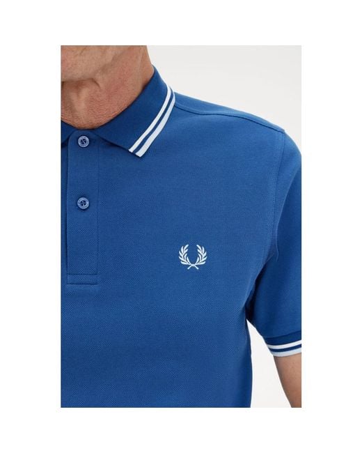Fred Perry Blau gestreiftes polo-shirt in Blue für Herren