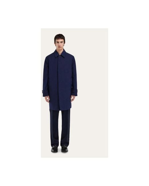 Ferragamo Blue Single-Breasted Coats for men