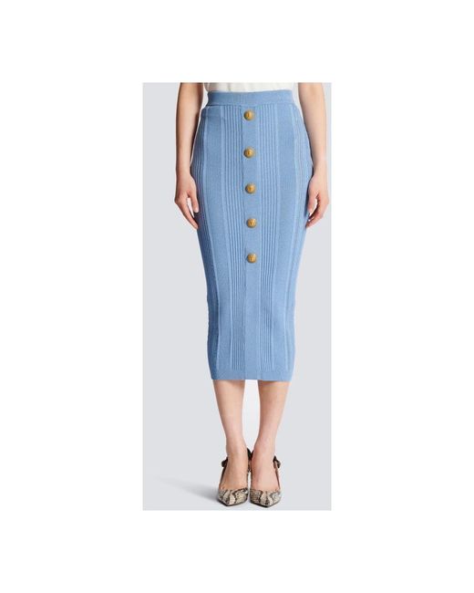 Balmain Blue Strickrock mit 5 Knöpfen