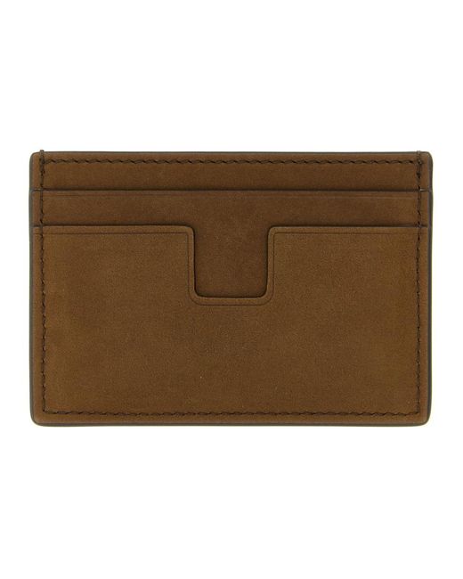 Tom Ford Accessoires ,Bruin ,Leer T Line Kaarthouder in het Natural voor heren