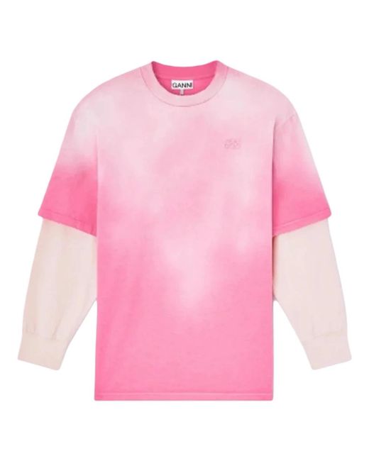 Ganni Pink Long Sleeve T-Shirts