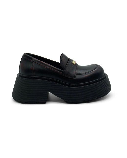 Vic Matié Black Pennyloafer stripy in dunkelrot