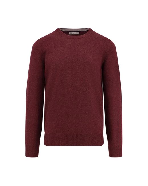 Round-Neck Knitwear Brunello Cucinelli de hombre de color Red