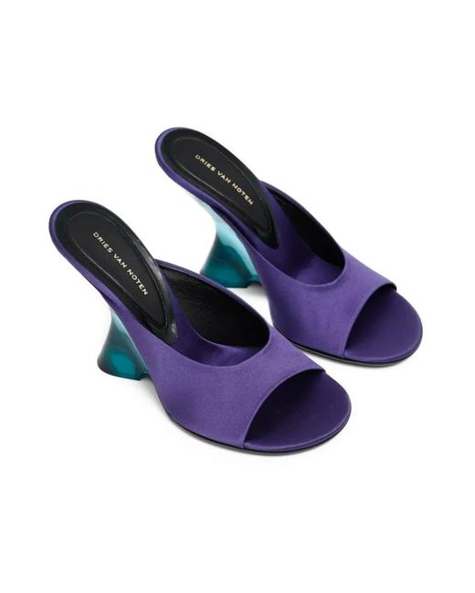 Dries Van Noten Blue Heeled Mules