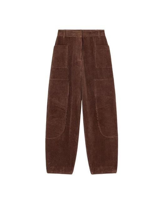 Ganni Brown Straight Trousers