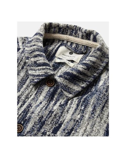 Anerkjendt Jassen ,Blauw ,Jacquard Overshirt Sky Captain in het Gray voor heren