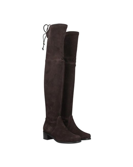 Stuart Weitzman Bruin Leren Over De Knie Laarzen in het Black