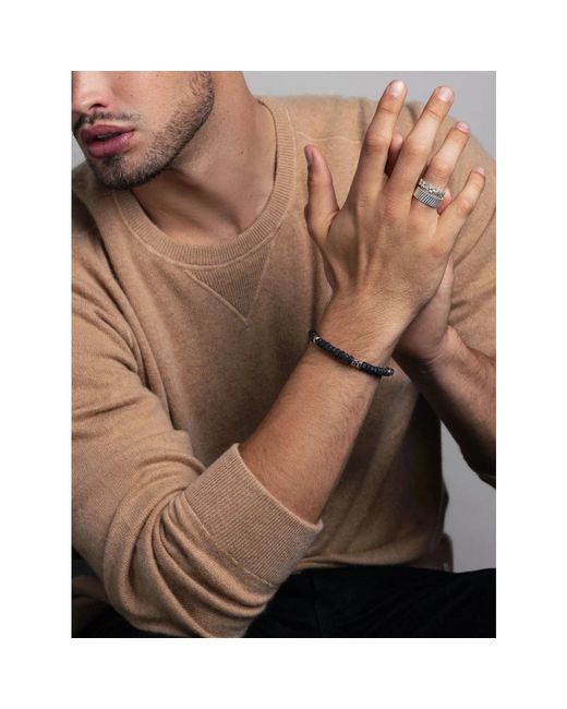 Nialaya #39;S Hexagon Beaded Bracelet With Onyx And in Black für Herren