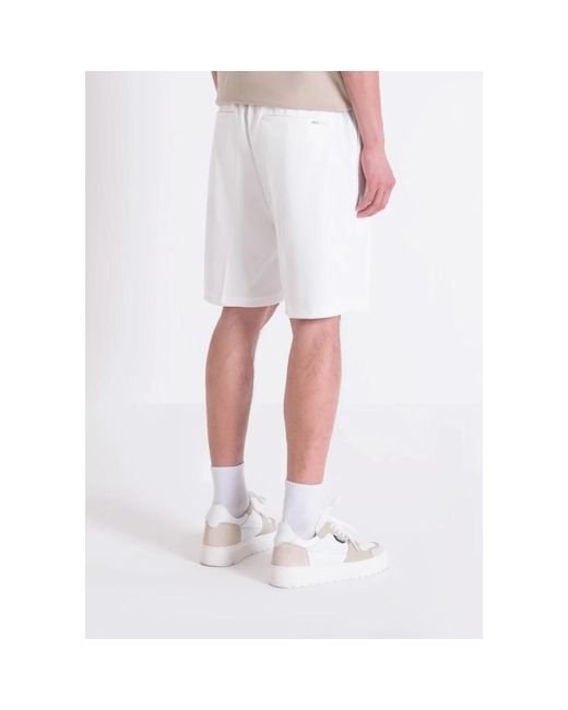 Antony Morato Karotten fit twill stretch baumwolle fleece shorts in White für Herren