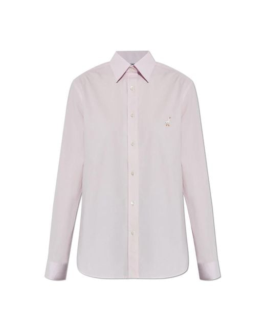 Moschino Overhemden ,Roze ,Katoen Shirt Met Logo in het White