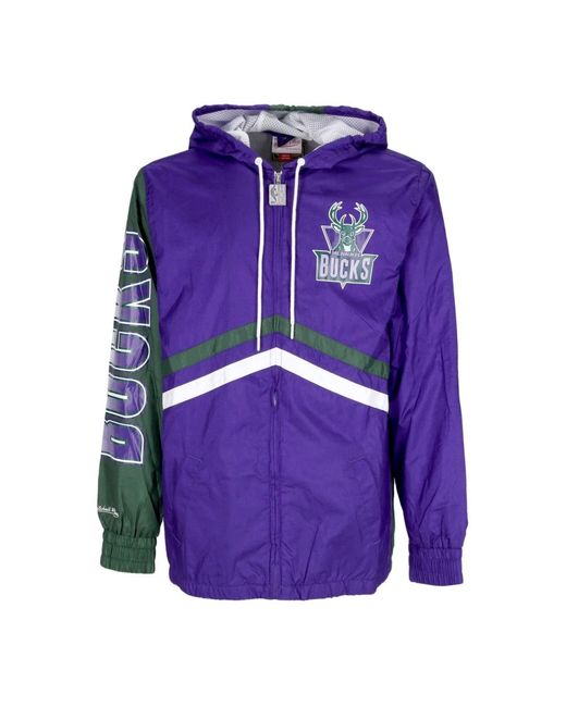 Mitchell & Ness Fitness ,Paars ,Polyester Nba Undeniable Windbreaker Paars in het Blue voor heren