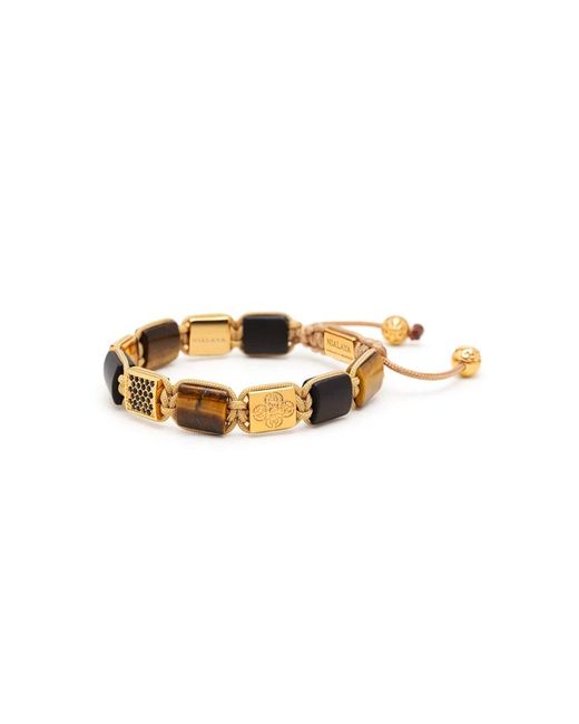 Pulsera de hojas de tigre de es y ónice con diamantes cz y revestimiento de oro Nialaya de color Metallic