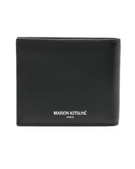 Maison Kitsuné Schwarze geldbörsen für stilvolle accessoires in Black für Herren