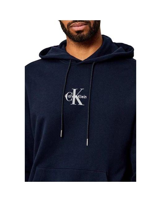 Calvin Klein Micro Monologo Hoodie in het Blue voor heren
