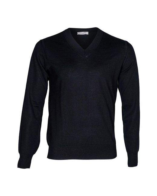 Paolo Pecora Woll v-ausschnitt pullover made in italy, v-ausschnitt wollpullover made in italy in Blue für Herren